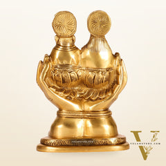 Brass Superfine Ganesha and Lakshmi Seated 5"