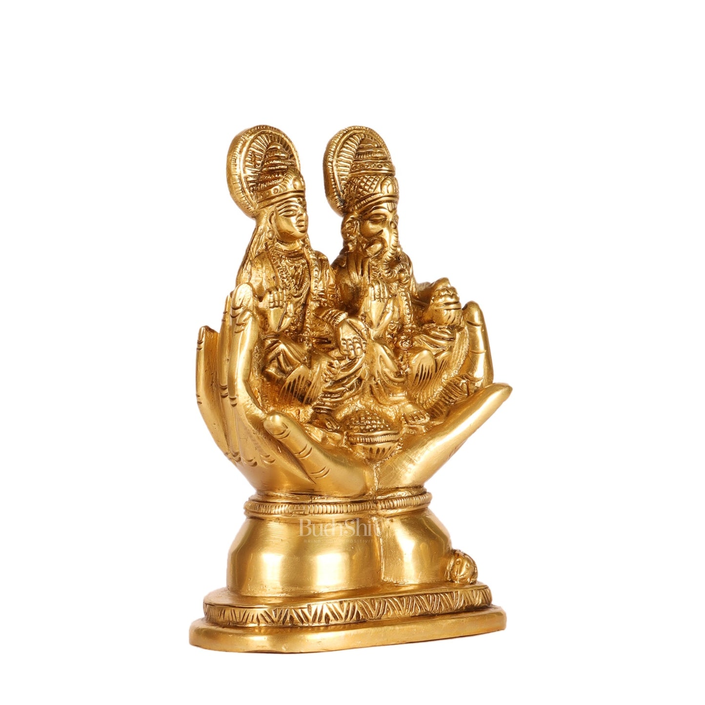Brass Superfine Ganesha and Lakshmi Seated 5"