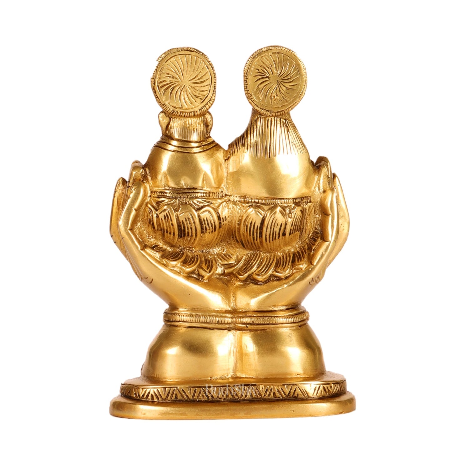 Brass Superfine Ganesha and Lakshmi Seated 5"
