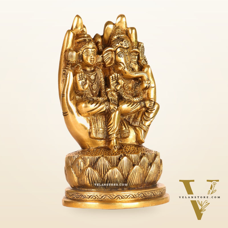 Brass Superfine Ganesha and Lakshmi Seated 6.5"