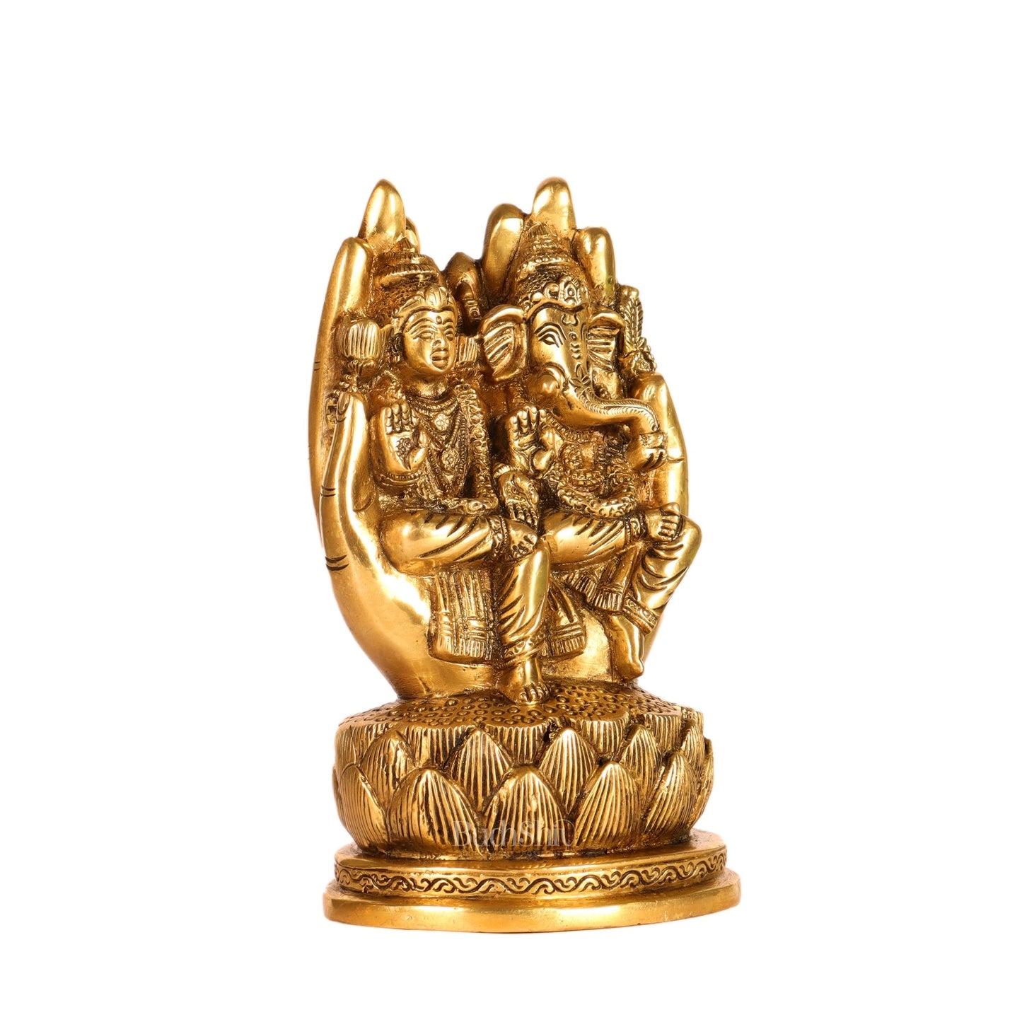 Brass Superfine Ganesha and Lakshmi Seated 6.5"