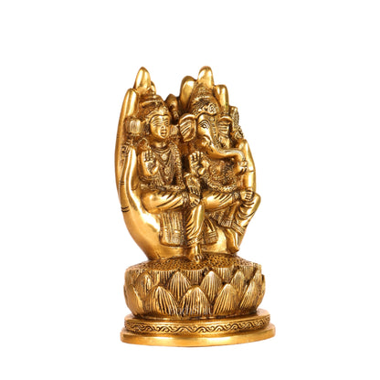 Brass Superfine Ganesha and Lakshmi Seated 6.5"