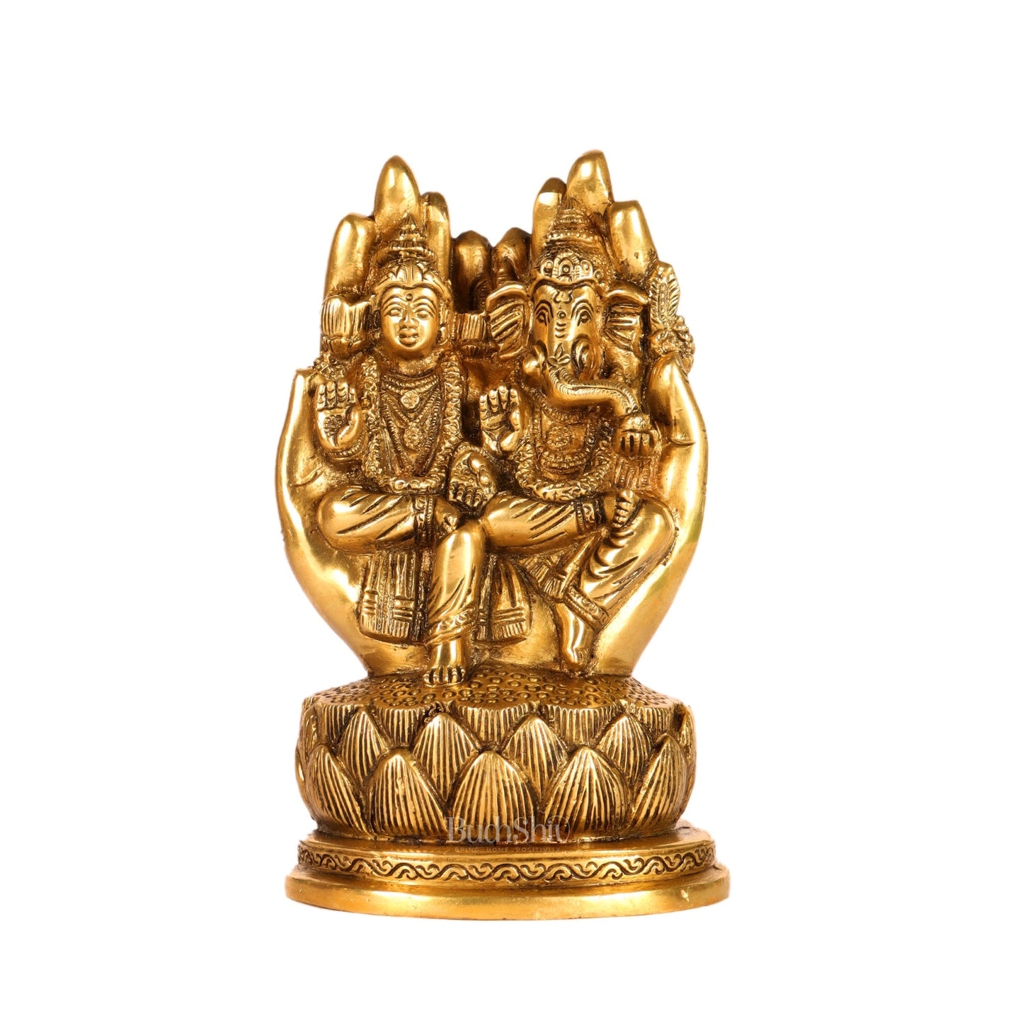Brass Superfine Ganesha and Lakshmi Seated 6.5"