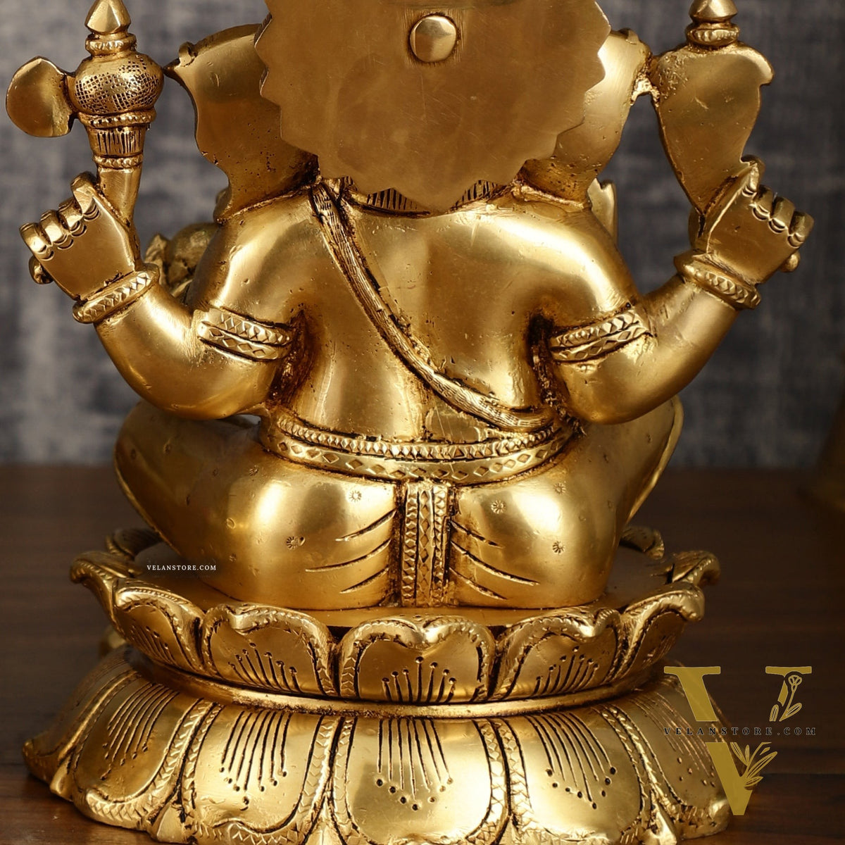 Brass Superfine Ganesha and Lakshmi Statues on Lotus | 9 Inch
