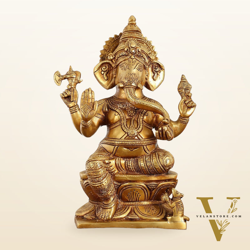 Brass Superfine Ganesha Idol - 12" Height