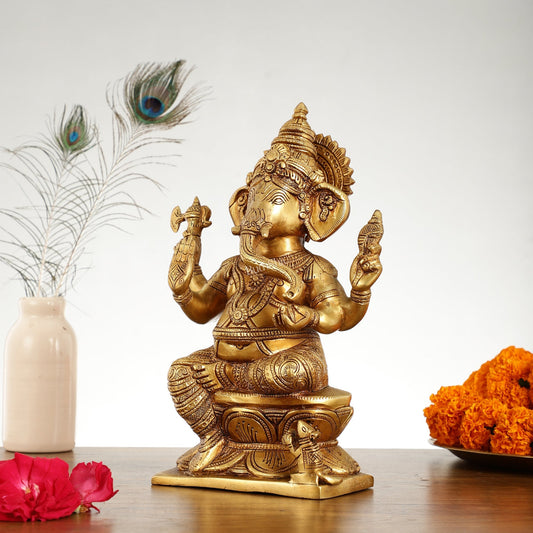Brass Superfine Ganesha Idol - 12" Height