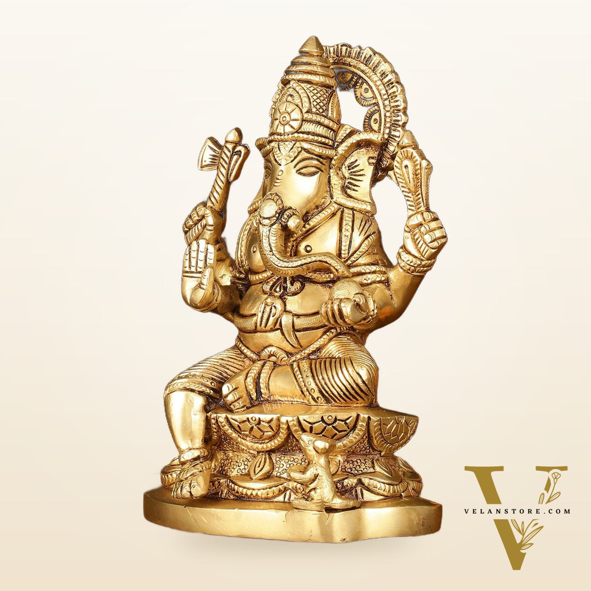 Brass Superfine Ganesha Idol - 7" Elegant Sculpture