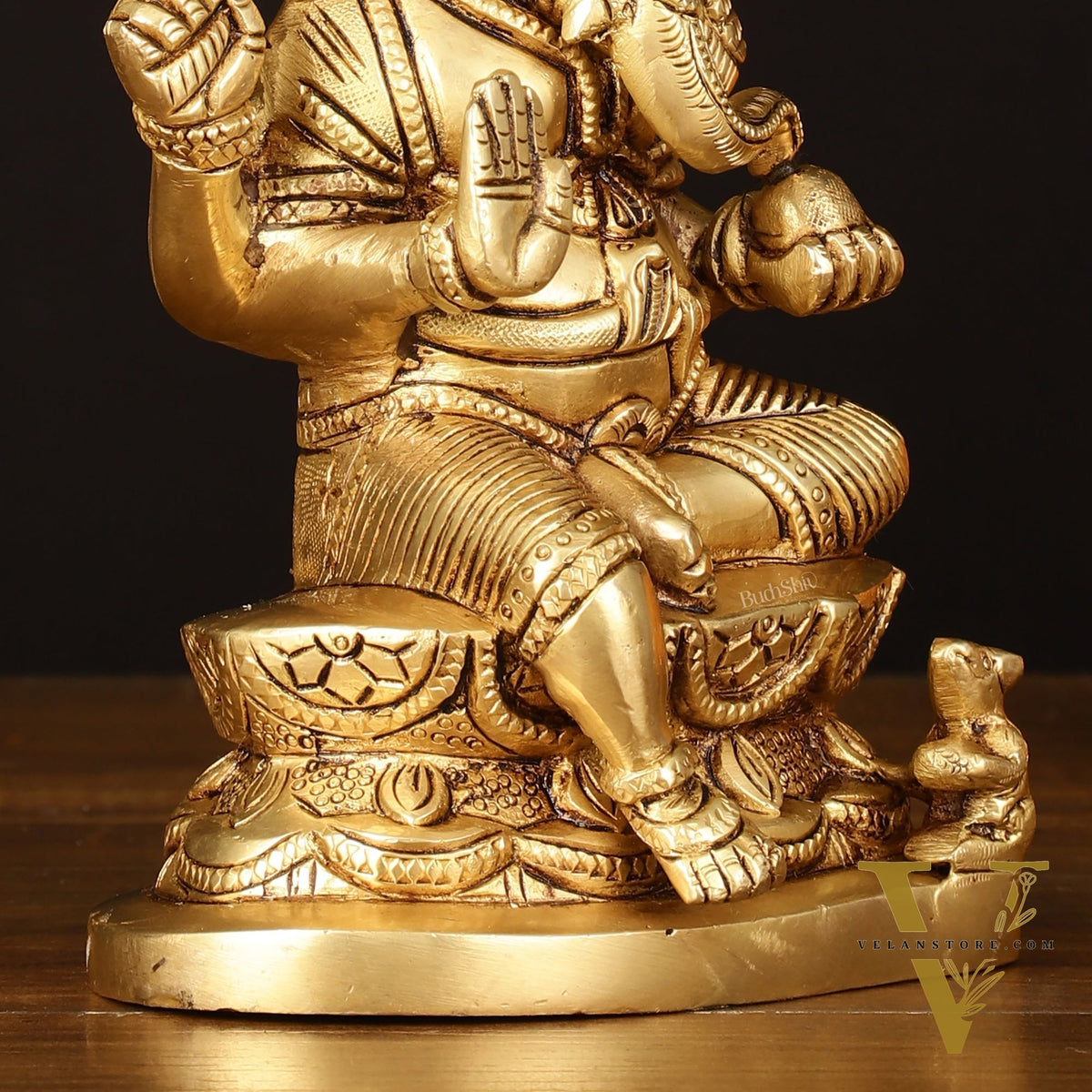 Brass Superfine Ganesha Idol - 7" Elegant Sculpture