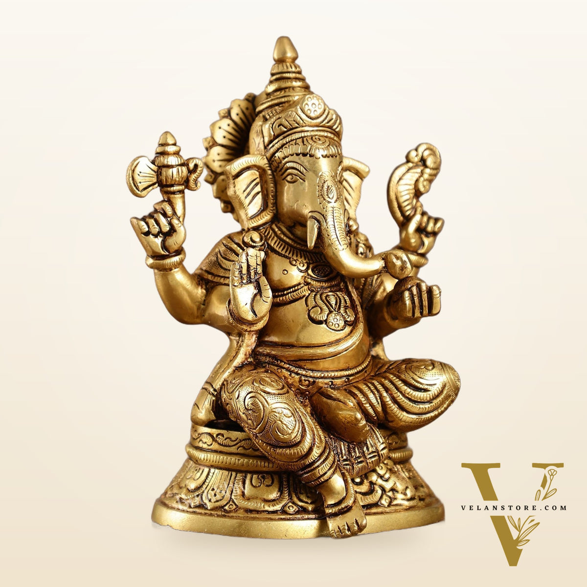 Brass Superfine Ganesha idol 8" antique gold