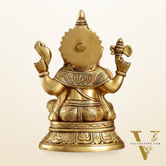 Brass Superfine Ganesha idol 8" antique gold