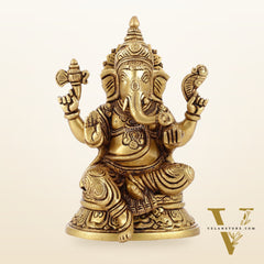 Brass Superfine Ganesha idol 8" antique gold