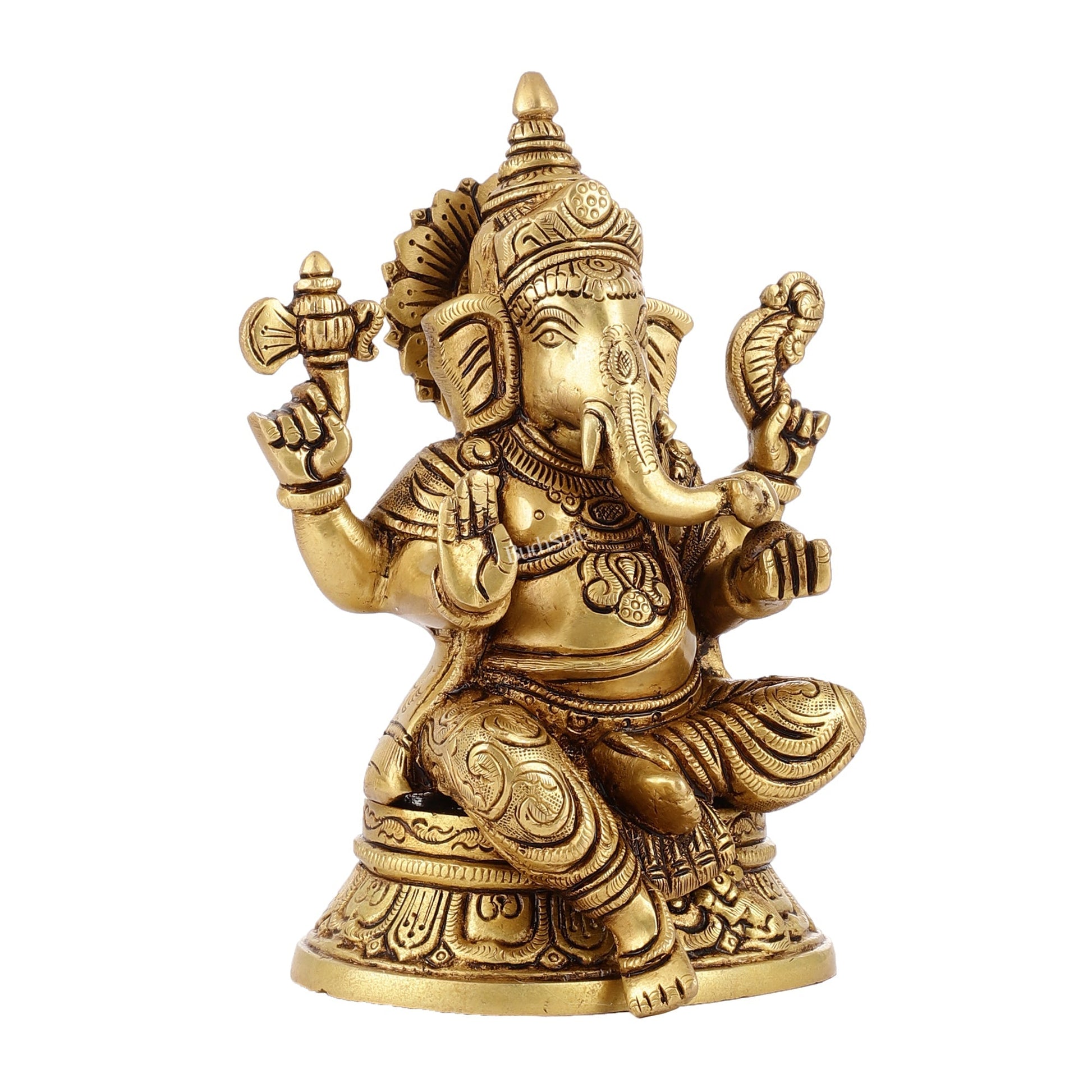 Brass Superfine Ganesha idol 8" antique gold