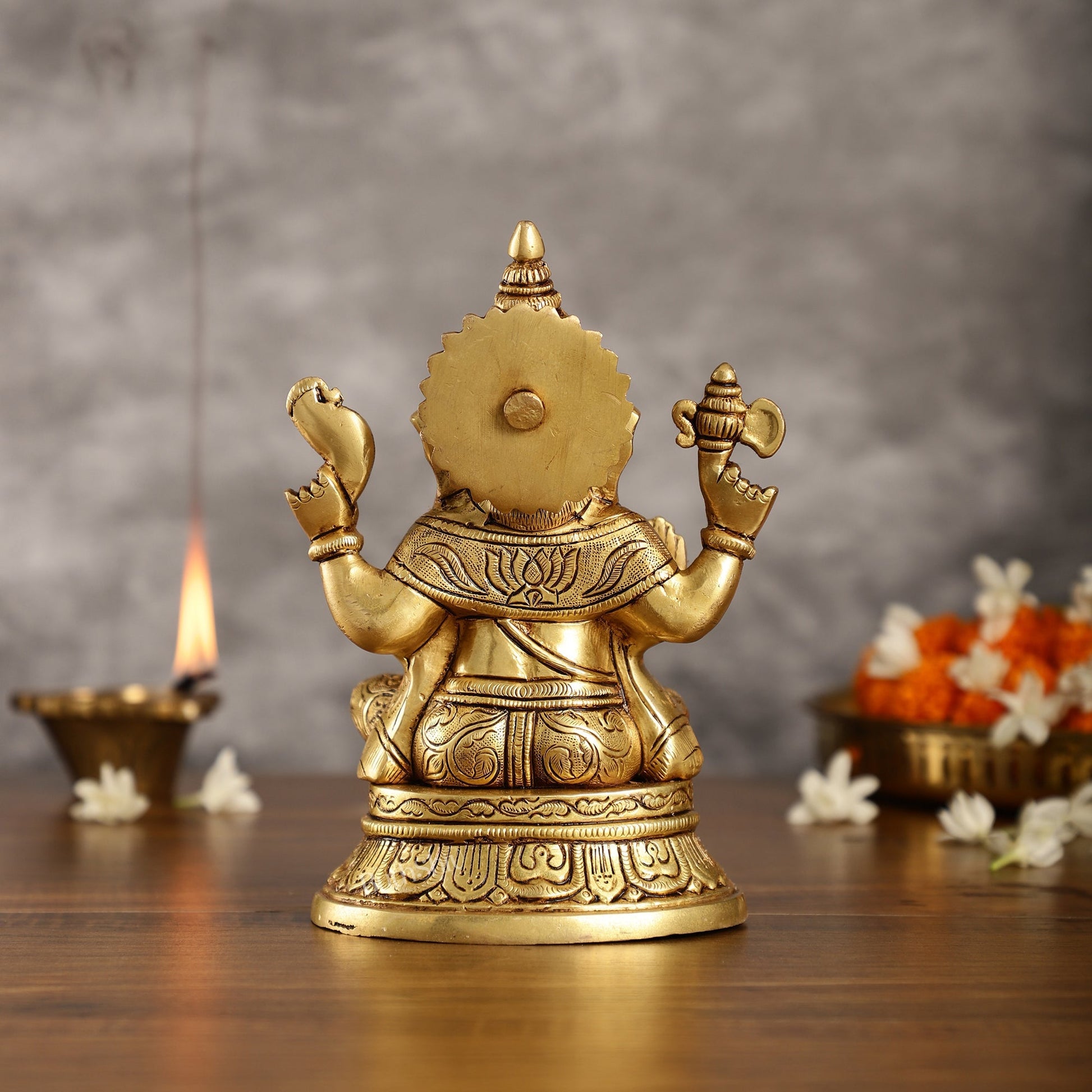 Brass Superfine Ganesha idol 8" antique gold