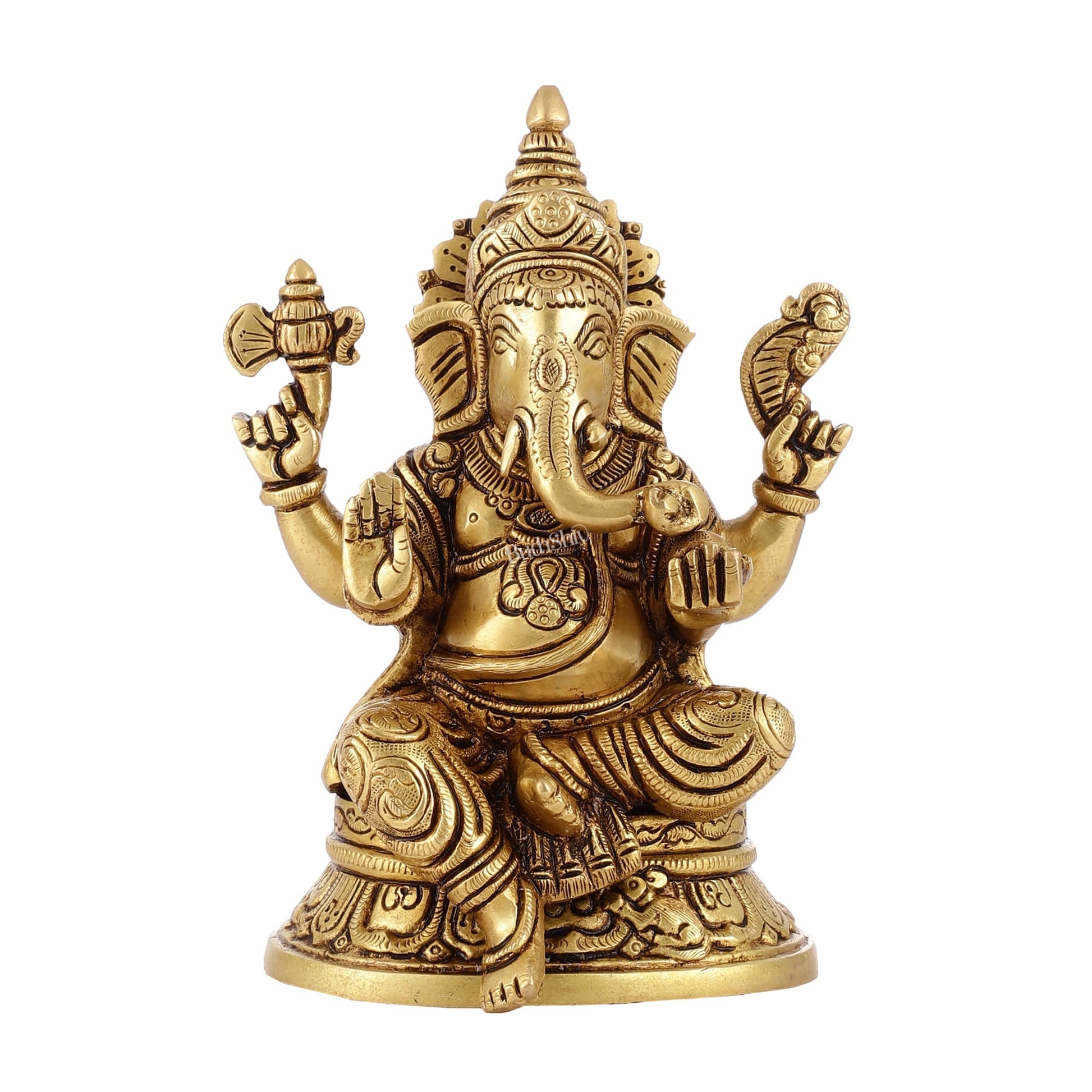 Brass Superfine Ganesha idol 8" antique gold