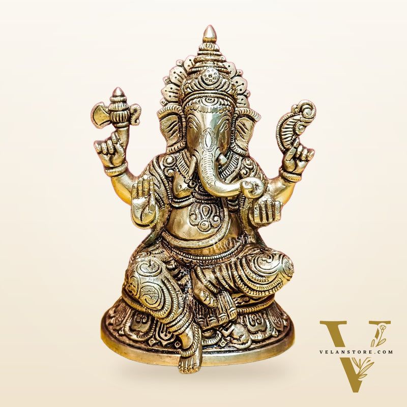 Brass Superfine Ganesha idol 8"