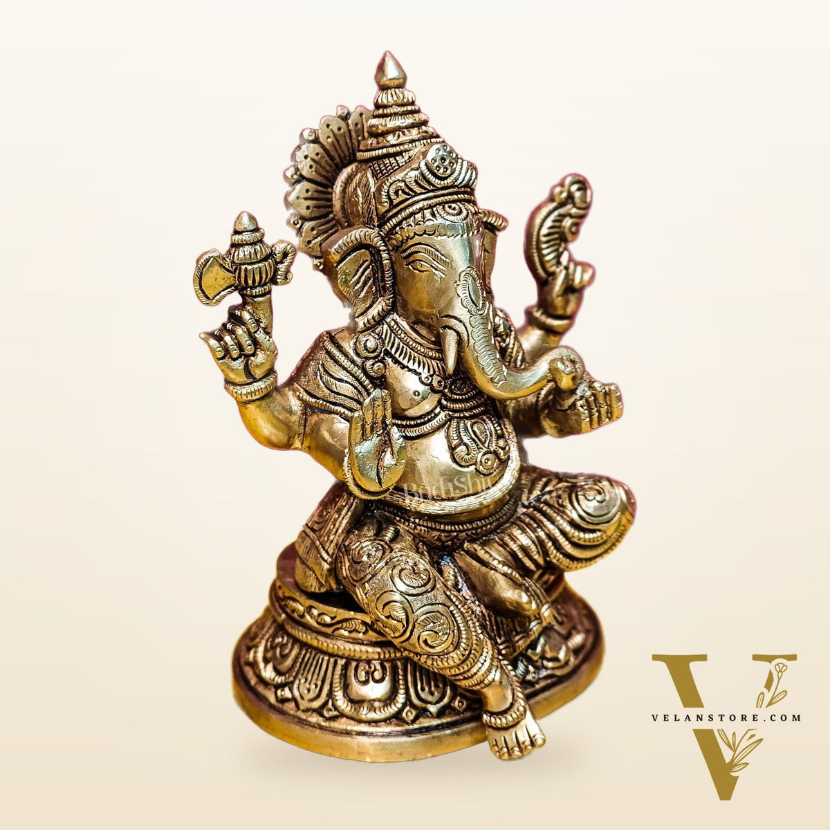Brass Superfine Ganesha idol 8"