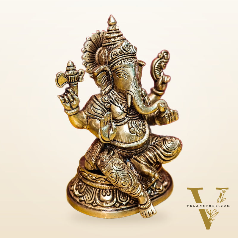 Brass Superfine Ganesha idol 8"