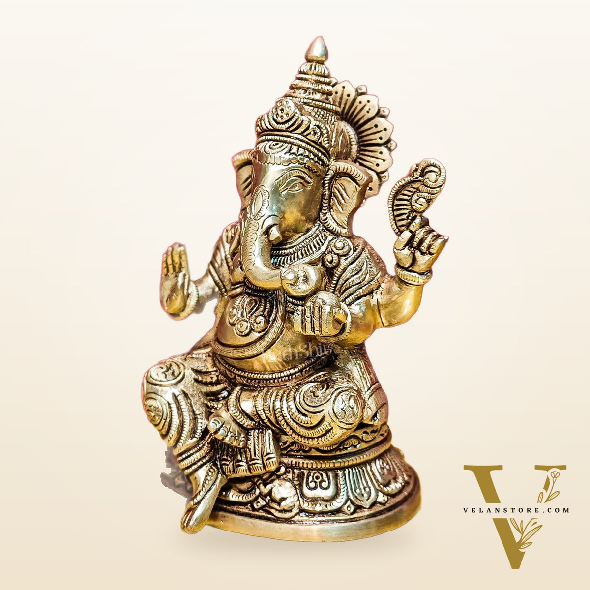 Brass Superfine Ganesha idol 8"