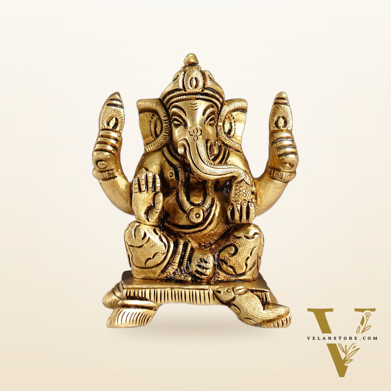 Brass Superfine Ganesha Idol | Height 3.5 inch