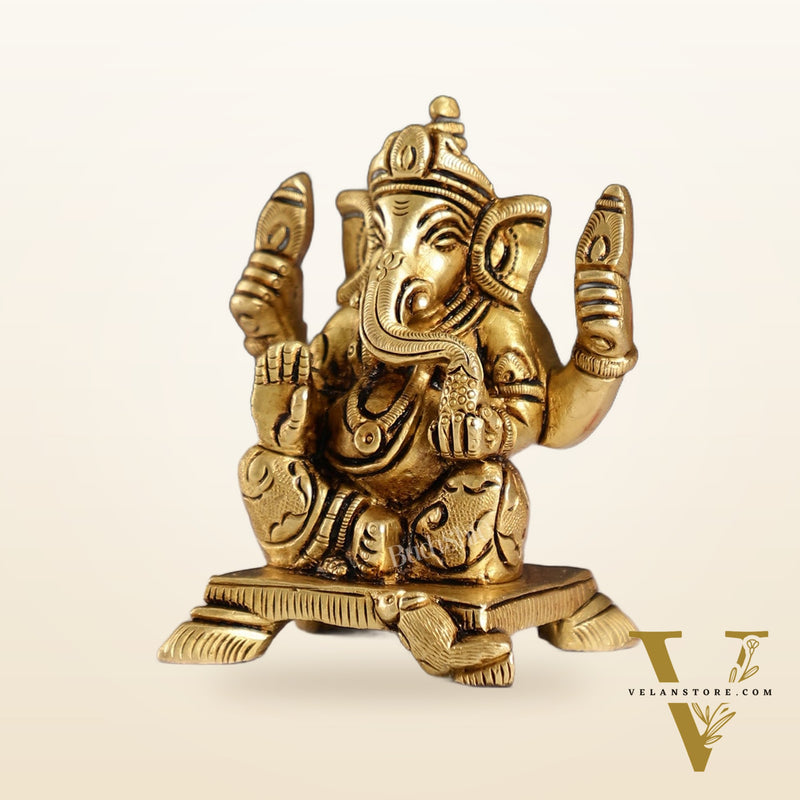 Brass Superfine Ganesha Idol | Height 3.5 inch