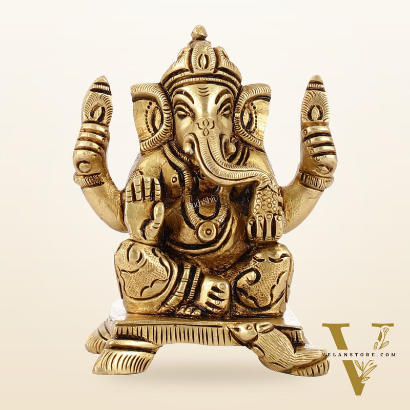 Brass Superfine Ganesha Idol | Height 3.5 inch