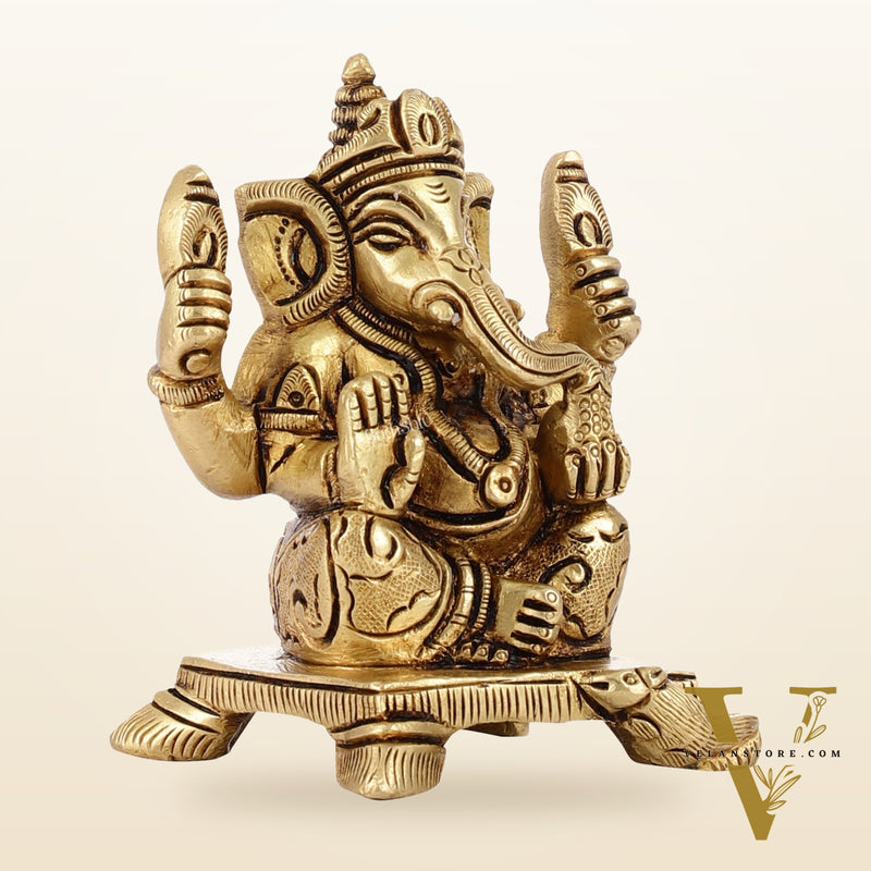 Brass Superfine Ganesha Idol | Height 3.5 inch