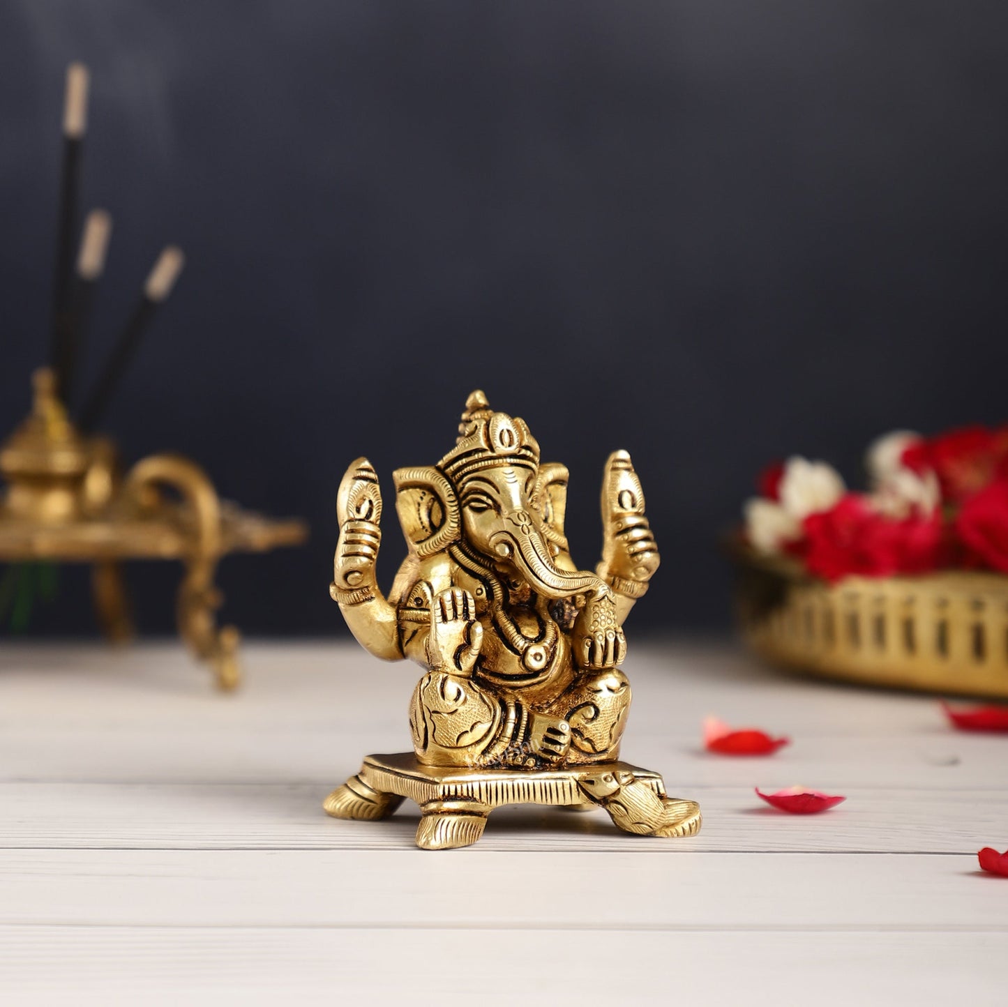 Brass Superfine Ganesha Idol | Height 3.5 inch