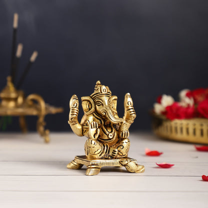 Brass Superfine Ganesha Idol | Height 3.5 inch