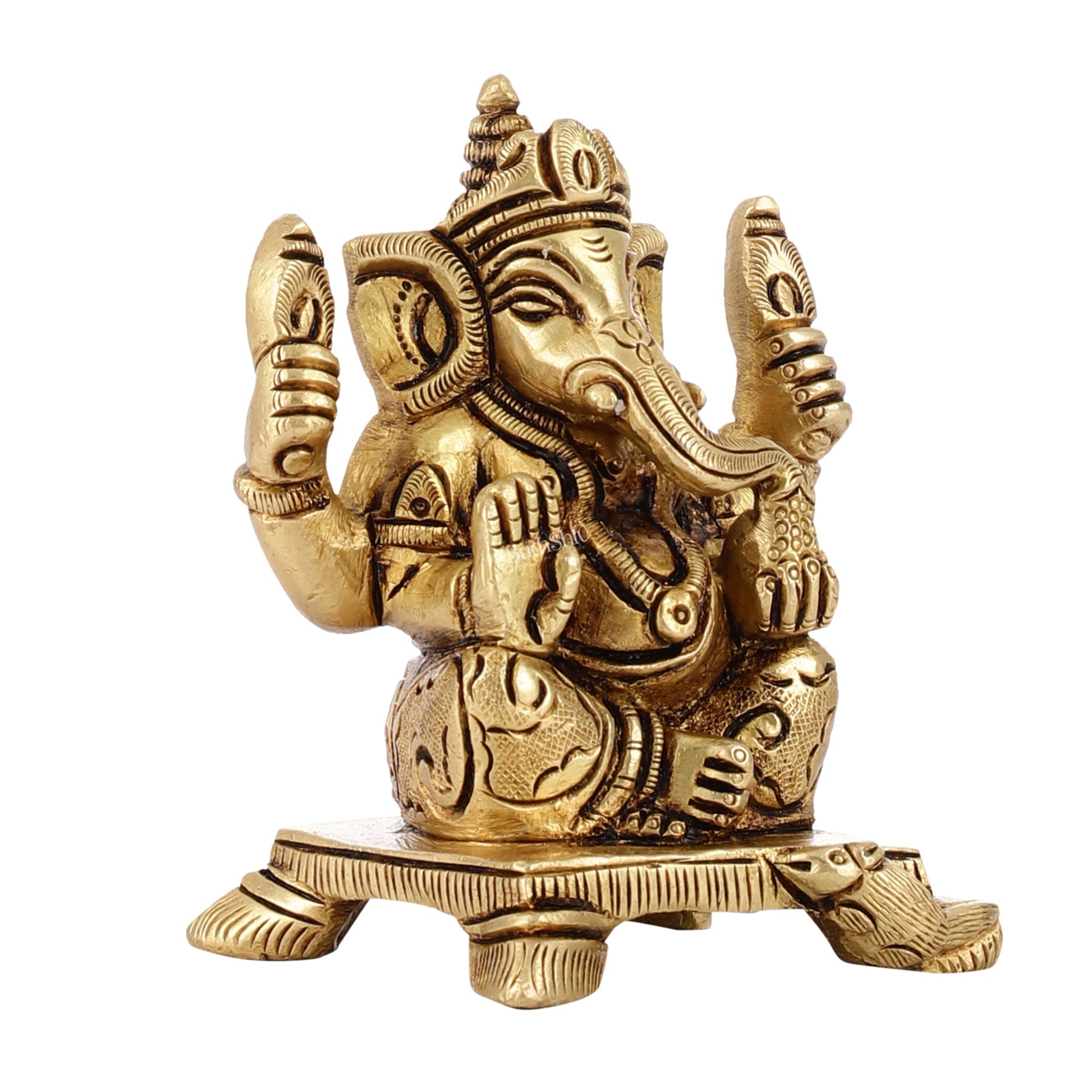 Brass Superfine Ganesha Idol | Height 3.5 inch