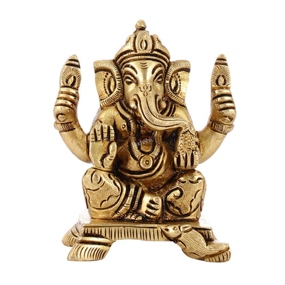 Brass Superfine Ganesha Idol | Height 3.5 inch