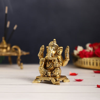 Brass Superfine Ganesha Idol | Height 3.5 inch