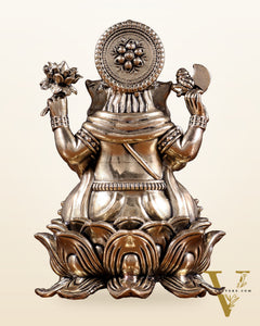 Brass Superfine Ganesha Idol on Lotus Base 5"