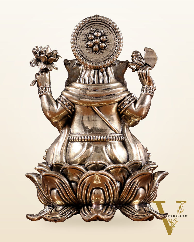 Brass Superfine Ganesha Idol on Lotus Base 5"