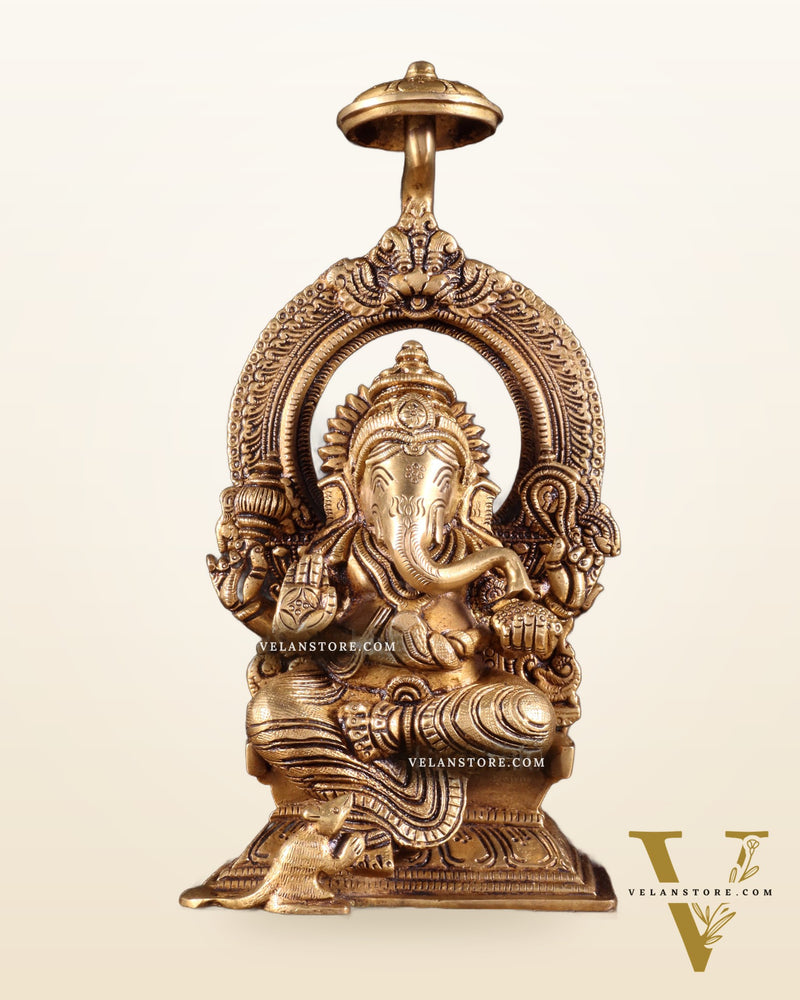 Brass Superfine Ganesha Idol Unique 9"