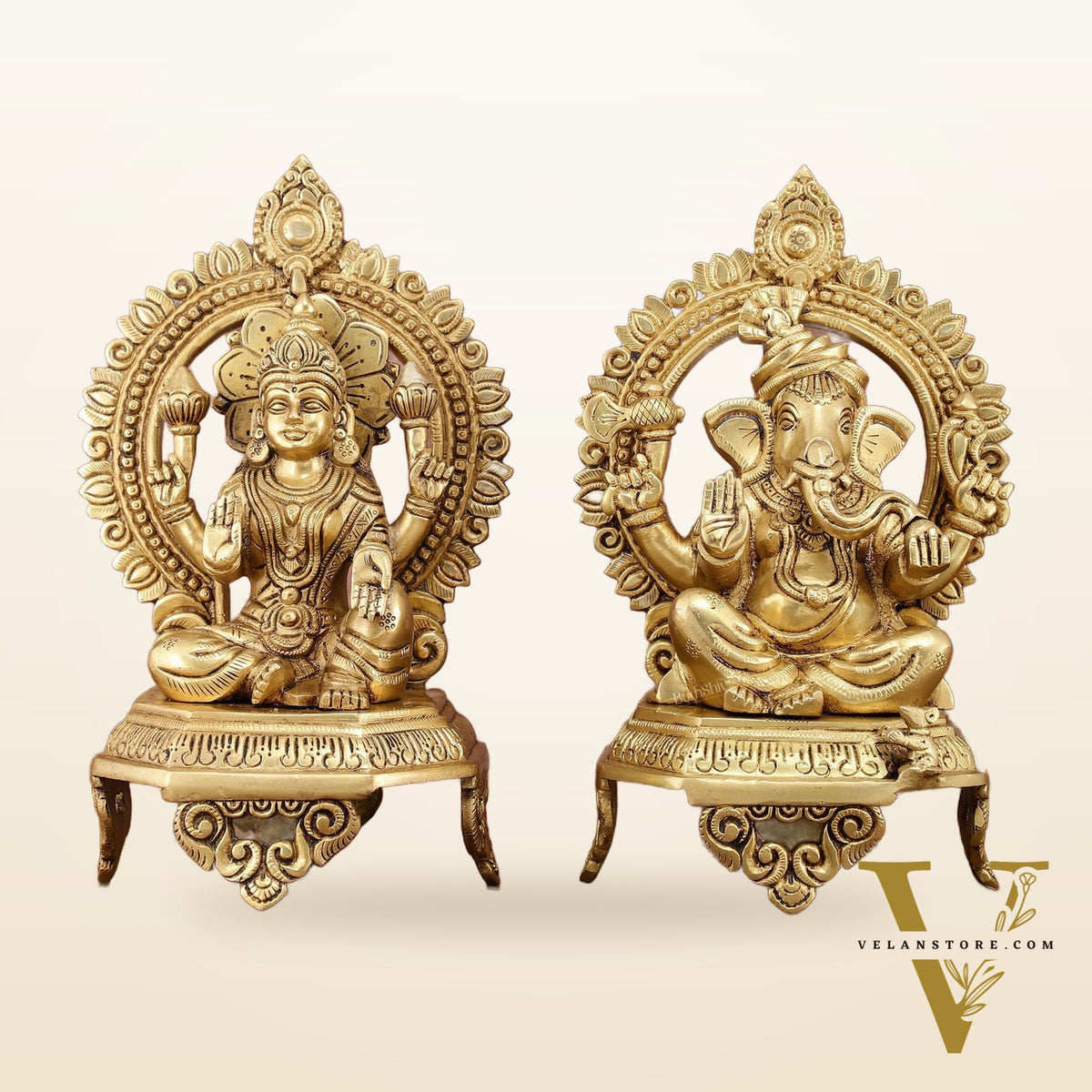 Brass Superfine Ganesha Lakshmi 10.5 "