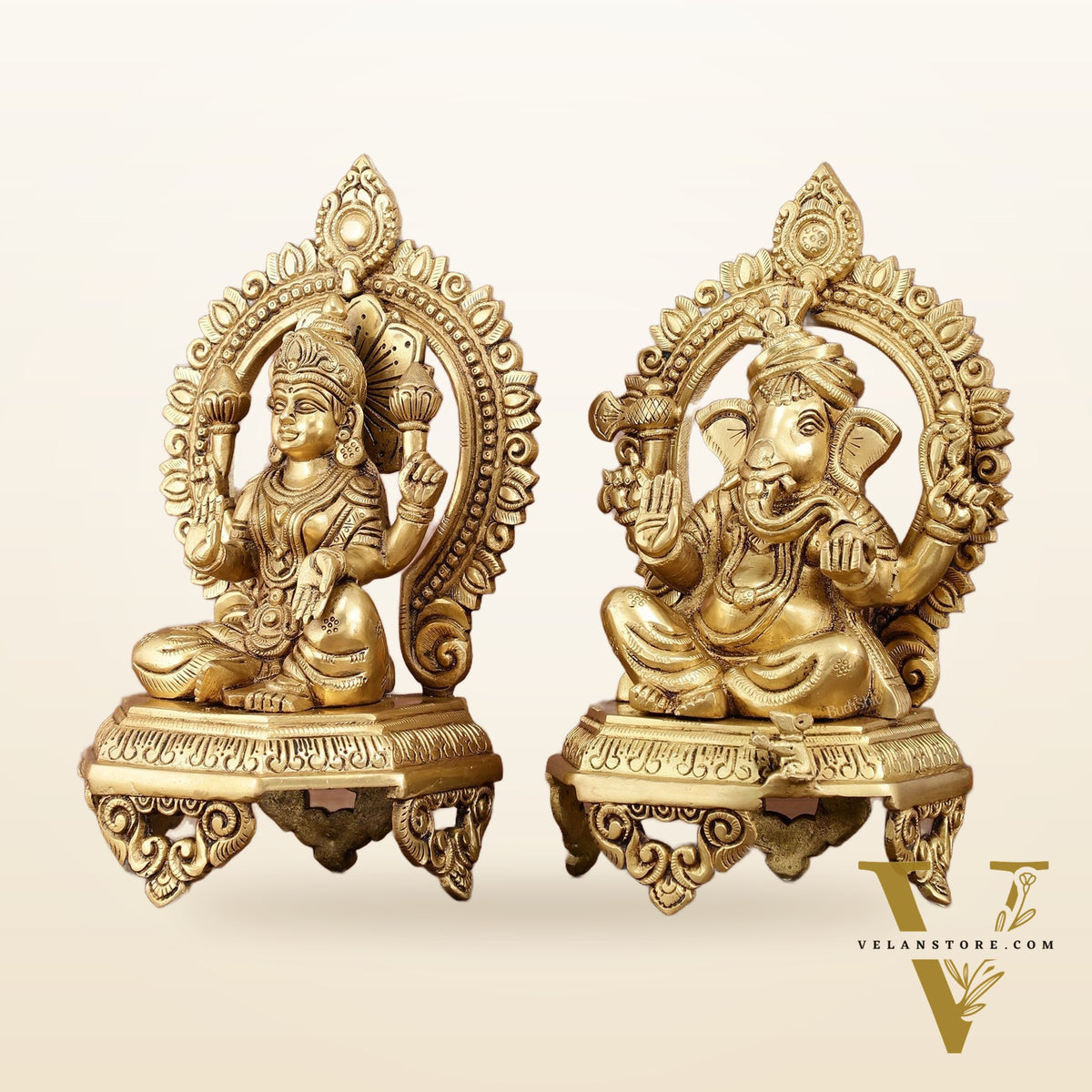 Brass Superfine Ganesha Lakshmi 10.5 "