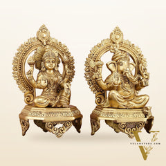 Brass Superfine Ganesha Lakshmi 10.5 "
