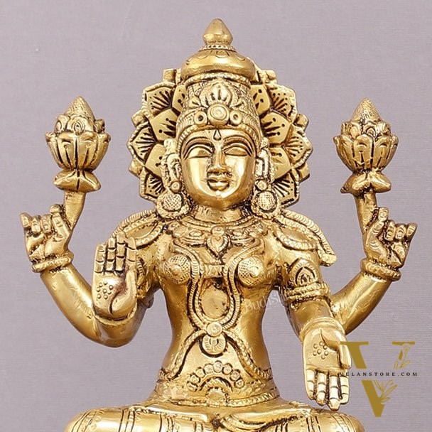 Brass superfine Ganesha, Lakshmi, and Saraswati Statues 9"
