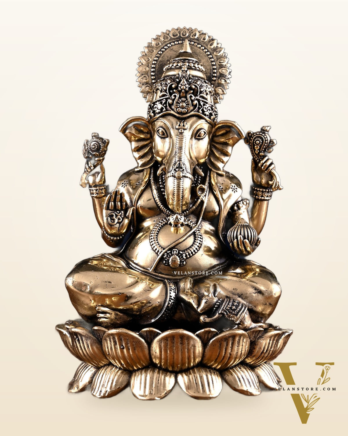 Brass Superfine Ganesha Lakshmi Idol Pair – 7 Inch