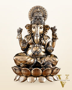 Brass Superfine Ganesha Lakshmi Idol Pair – 7 Inch