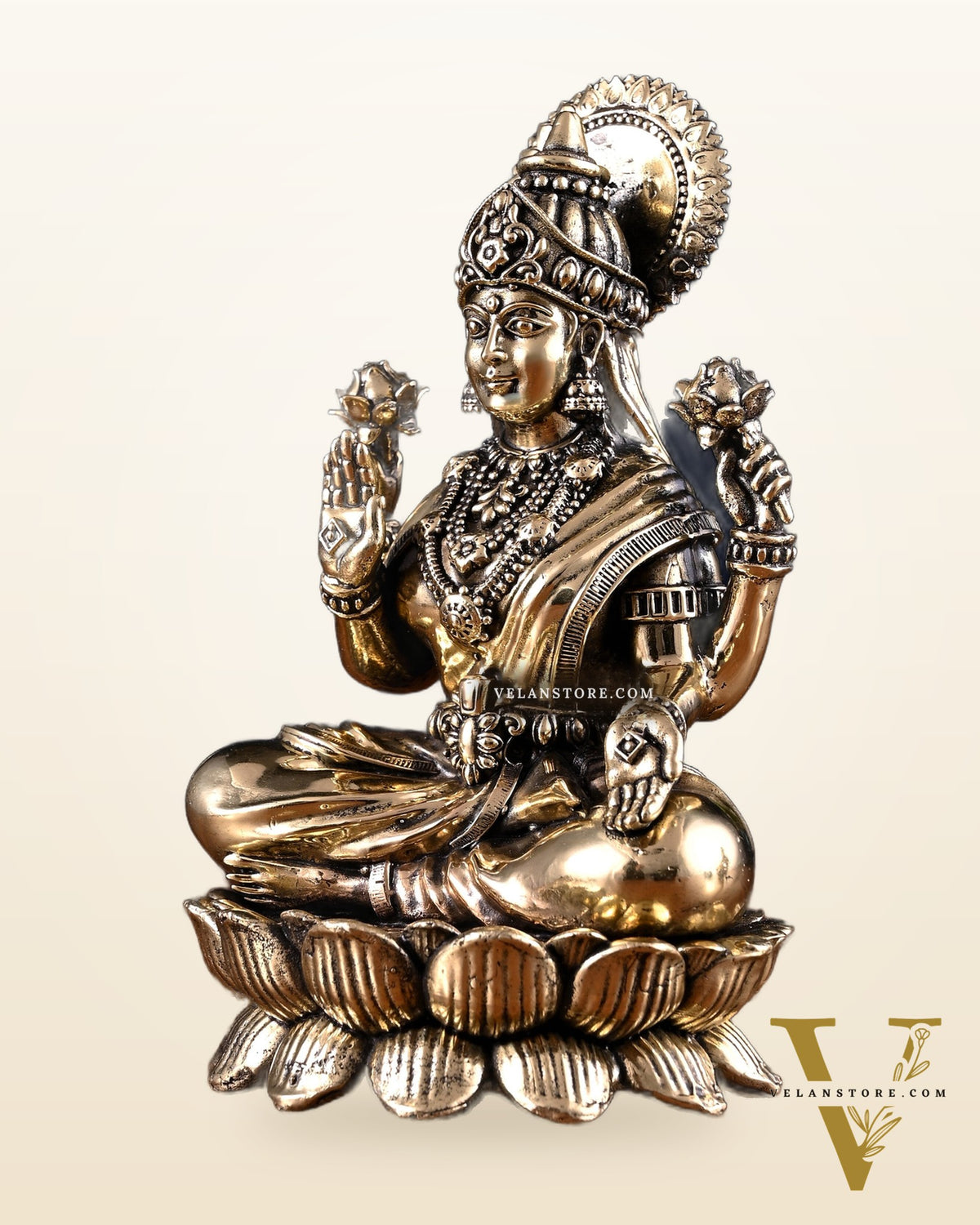 Brass Superfine Ganesha Lakshmi Idol Pair – 7 Inch