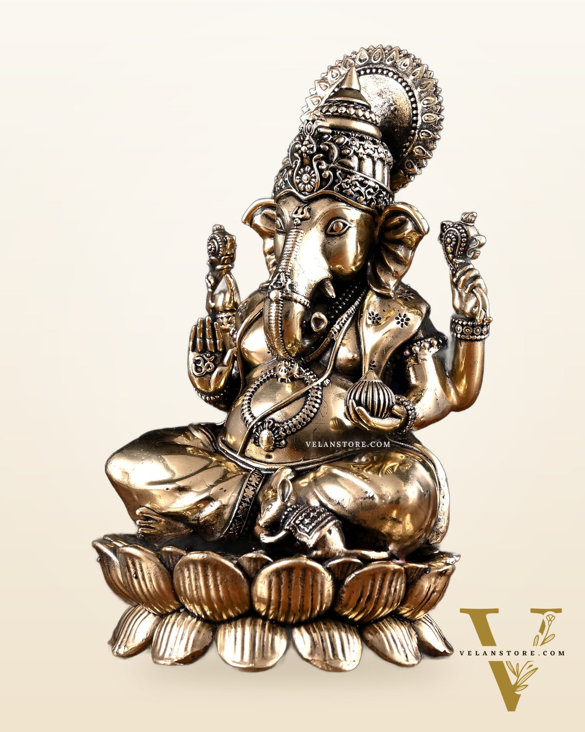Brass Superfine Ganesha Lakshmi Idol Pair – 7 Inch
