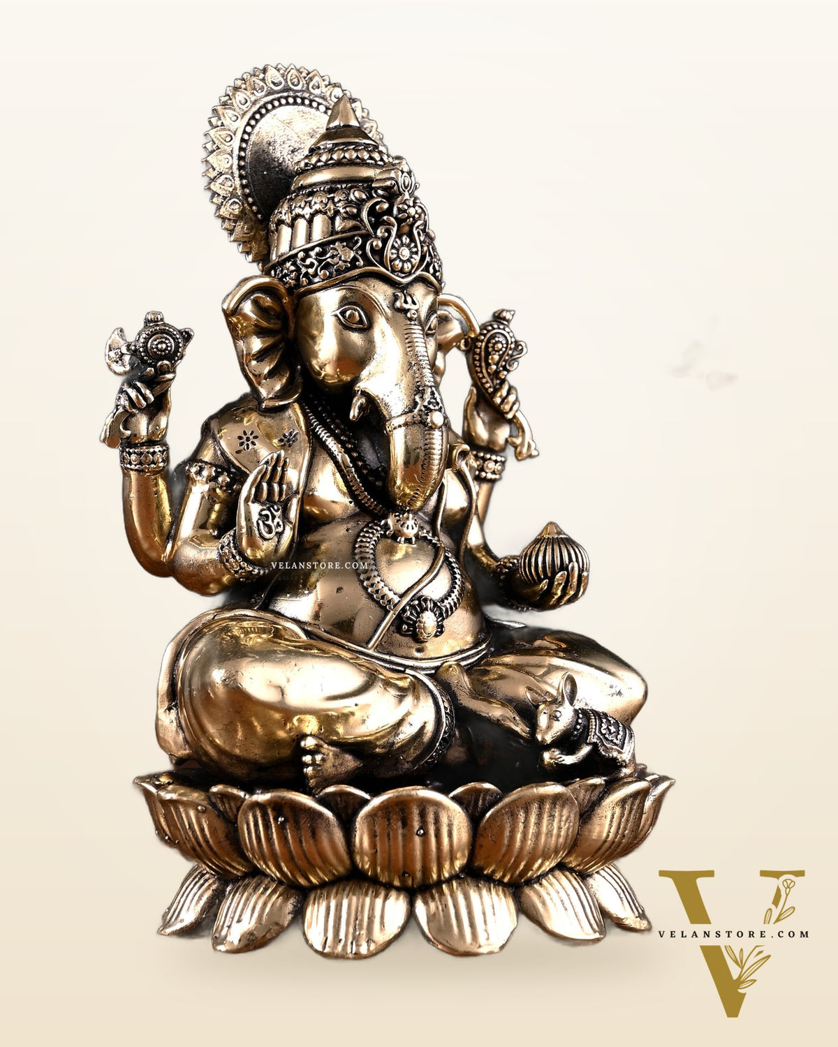 Brass Superfine Ganesha Lakshmi Idol Pair – 7 Inch