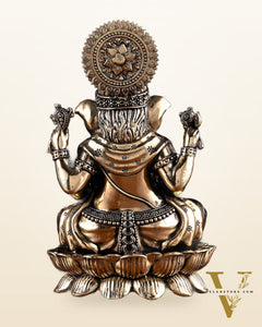 Brass Superfine Ganesha Lakshmi Idol Pair – 7 Inch