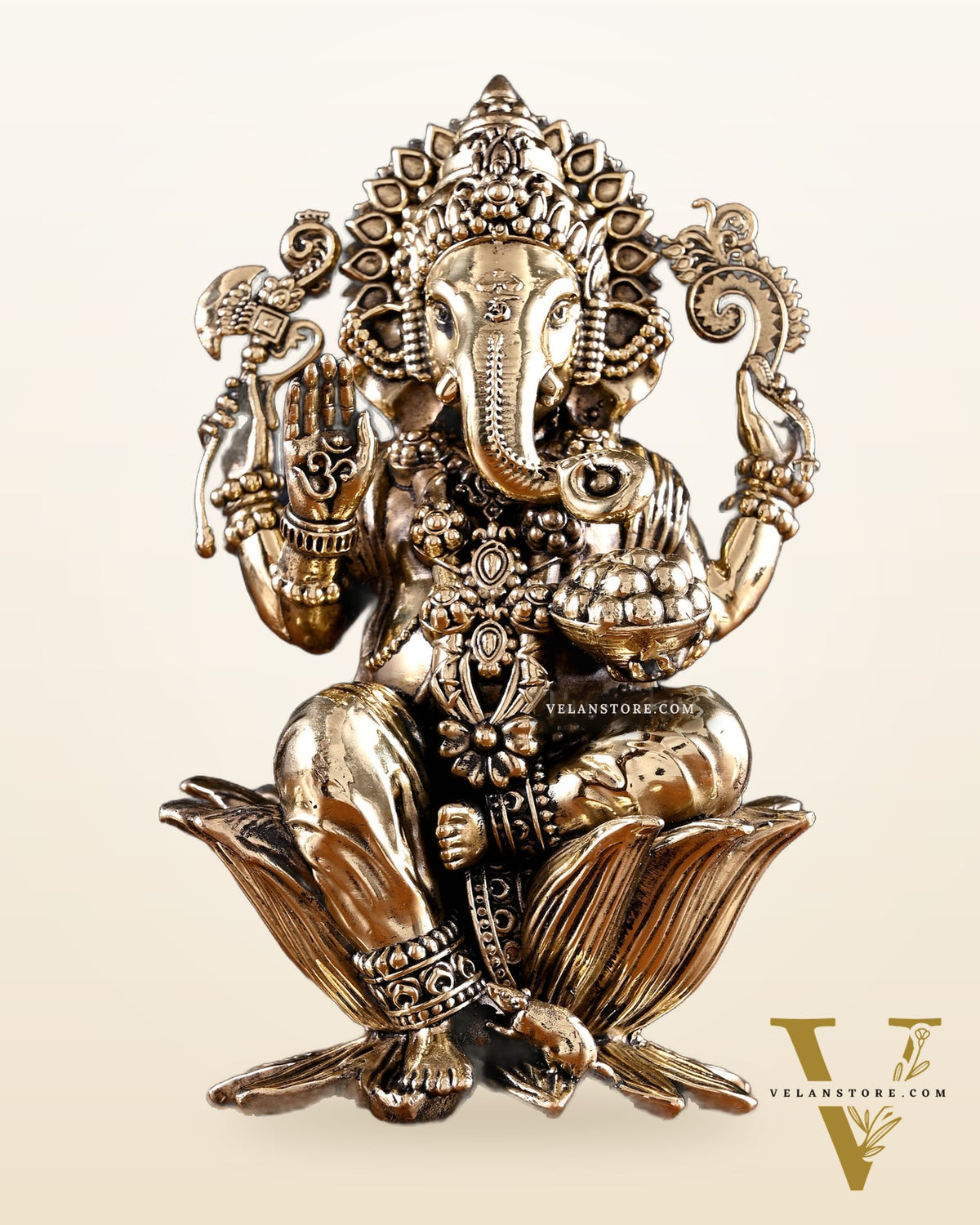 Brass Superfine Ganesha Lakshmi Idol Pair – 7 Inch