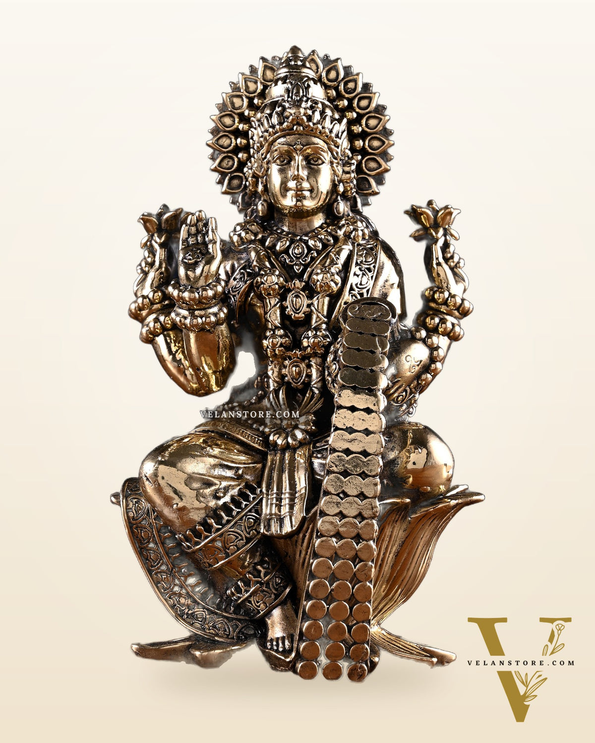 Brass Superfine Ganesha Lakshmi Idol Pair – 7 Inch