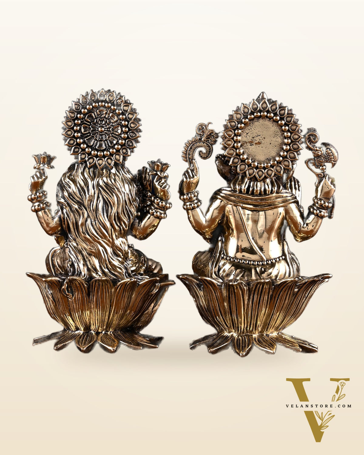 Brass Superfine Ganesha Lakshmi Idol Pair – 7 Inch