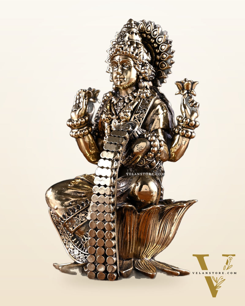 Brass Superfine Ganesha Lakshmi Idol Pair – 7 Inch
