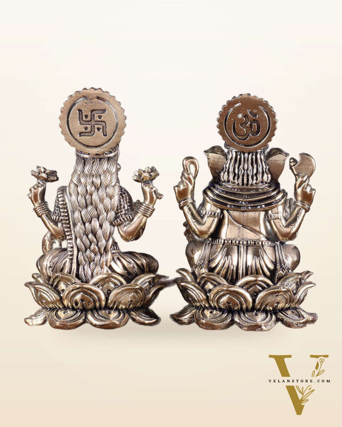 Brass Superfine Ganesha Lakshmi Idol Set 4"