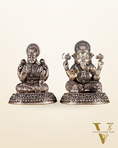 Brass Superfine Ganesha Lakshmi Idols in Padmasana – 3.5 Inch